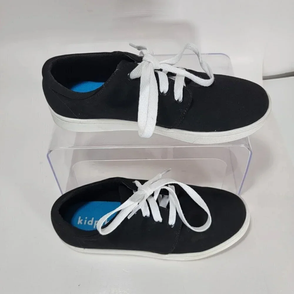 Kidpik‎ Boys Girls 3 Kids Youth Black White Basic Sneaker Shoes Lace Up Classic